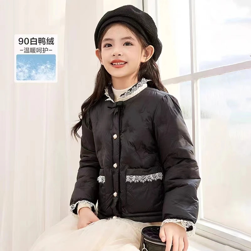 【90绒子】笛莎洋气小香风白鸭绒羽绒服2024新款轻薄时尚外套女秋冬