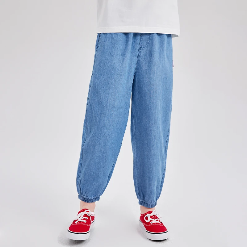 笛莎童装裤子女童25夏季新款儿童基础纯棉束脚宽松薄款牛仔裤