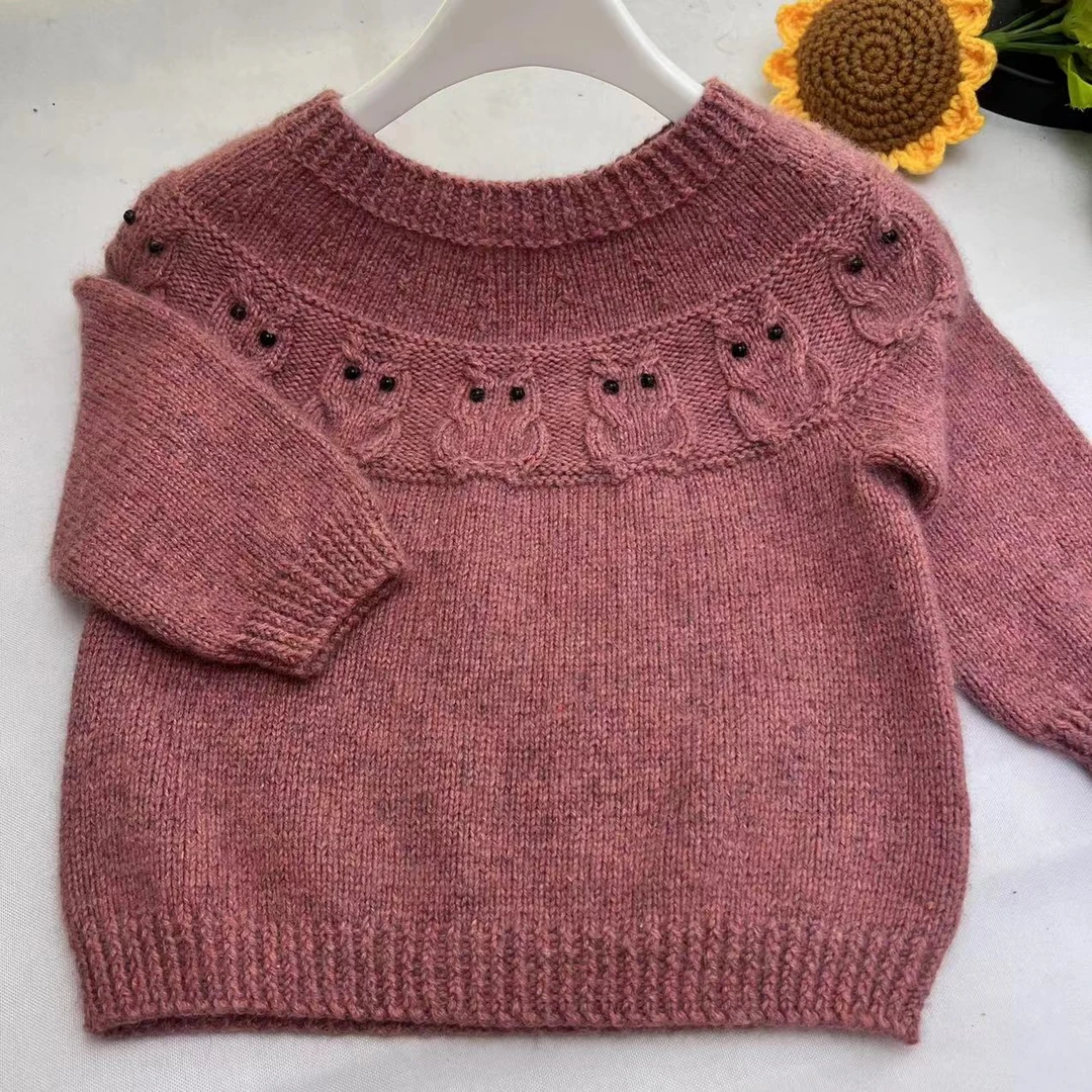 猫头鹰套头山羊绒材料包。67彩砂，非成品。其他颜色备注。手编经典