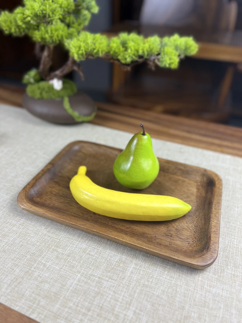 简约胡桃木长方宽盘30*20*2拍一发二