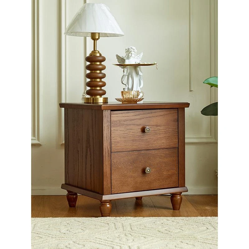 美式复古全实木床头柜床头柜置物柜边角柜卧室抽屉收纳柜家具家用