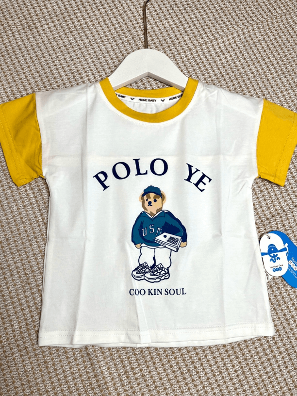 儿童童装白色夏季夏款时尚休闲小童拼色圆领宝宝