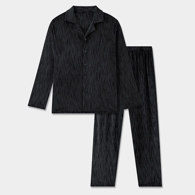 冬季男士睡衣海岛绒保暖休闲高级可外穿大码德绒家居服套装翻领冬