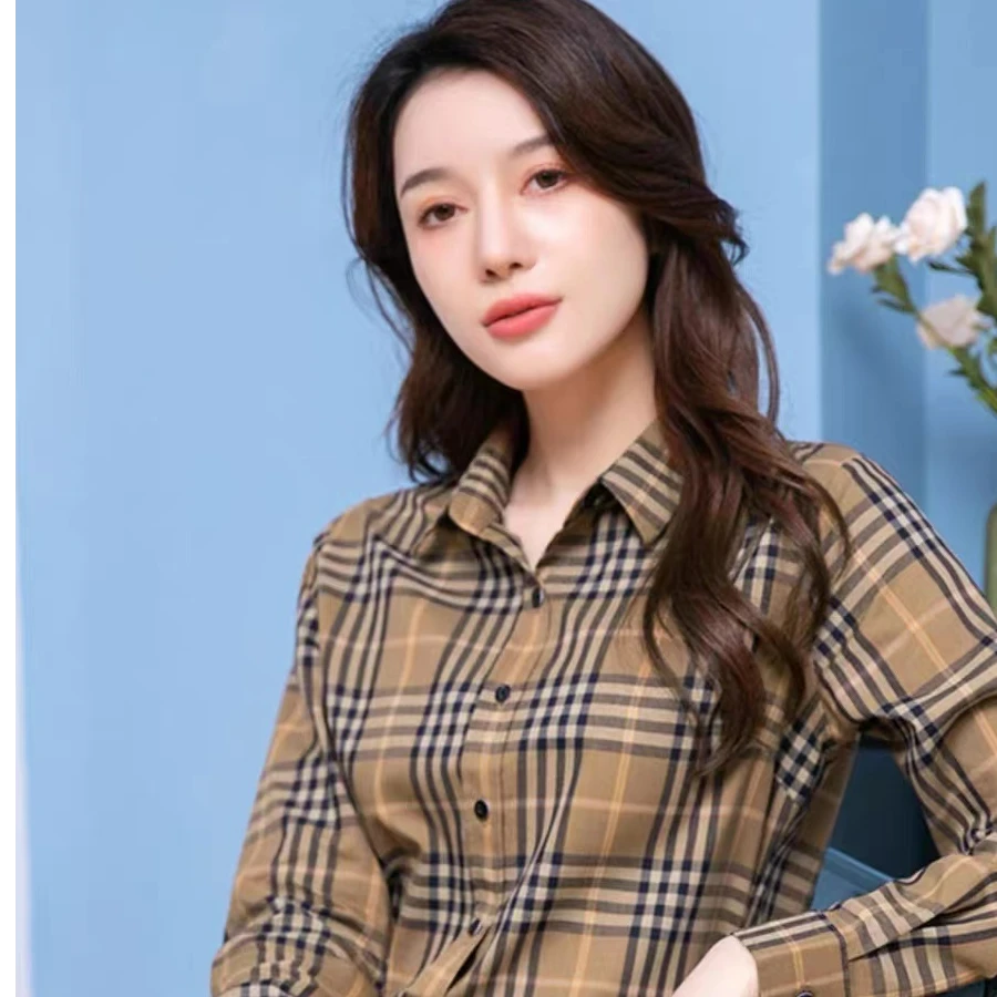 经典~格子加绒加厚衬衣保暖打底衫女装