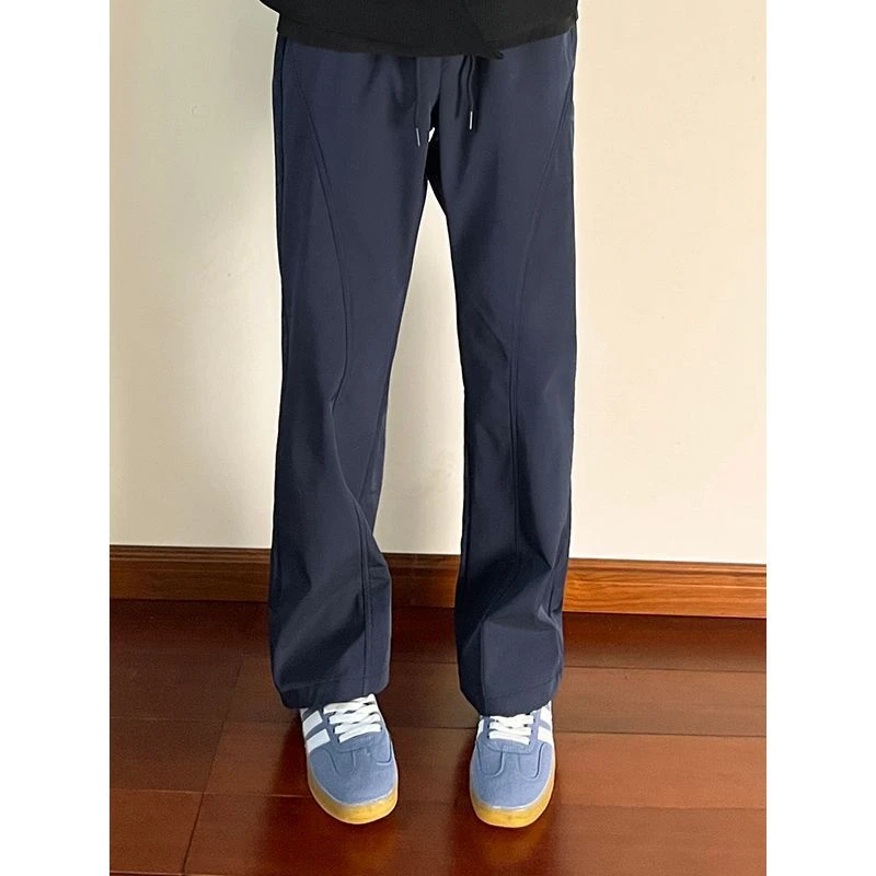 藏青色斜切弯刀裤男春季2025新款冲锋裤子潮牌美式休闲三防登山裤