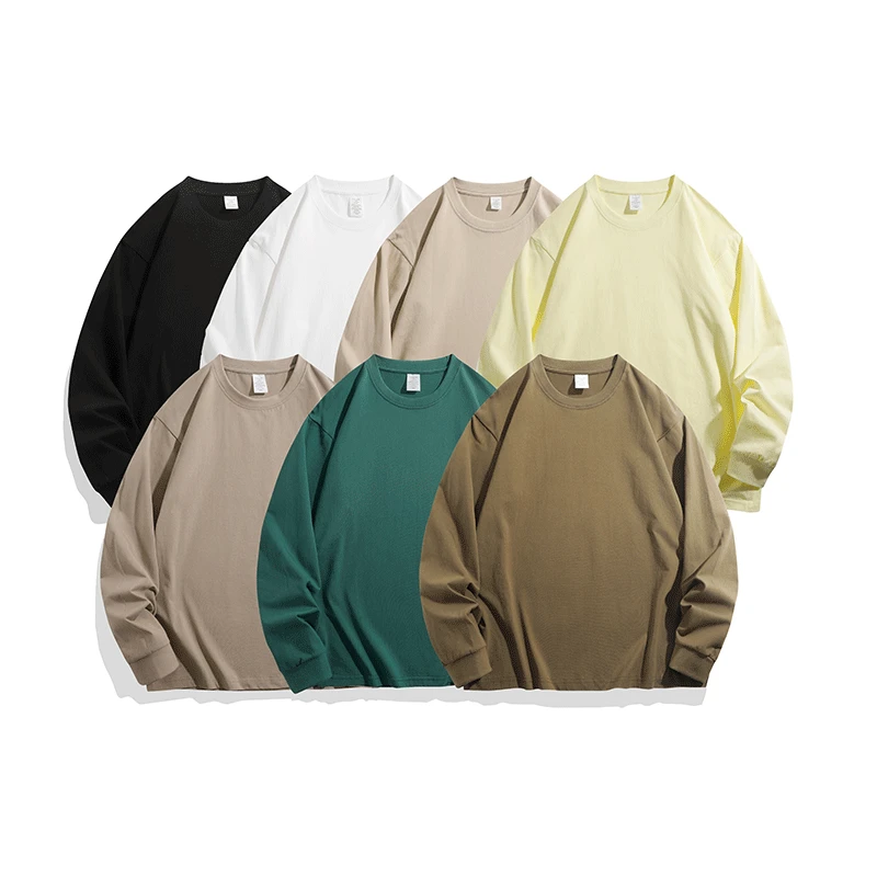 休闲重磅精梳棉长袖t恤男装休闲秋冬季基础款打底衫春日休闲风