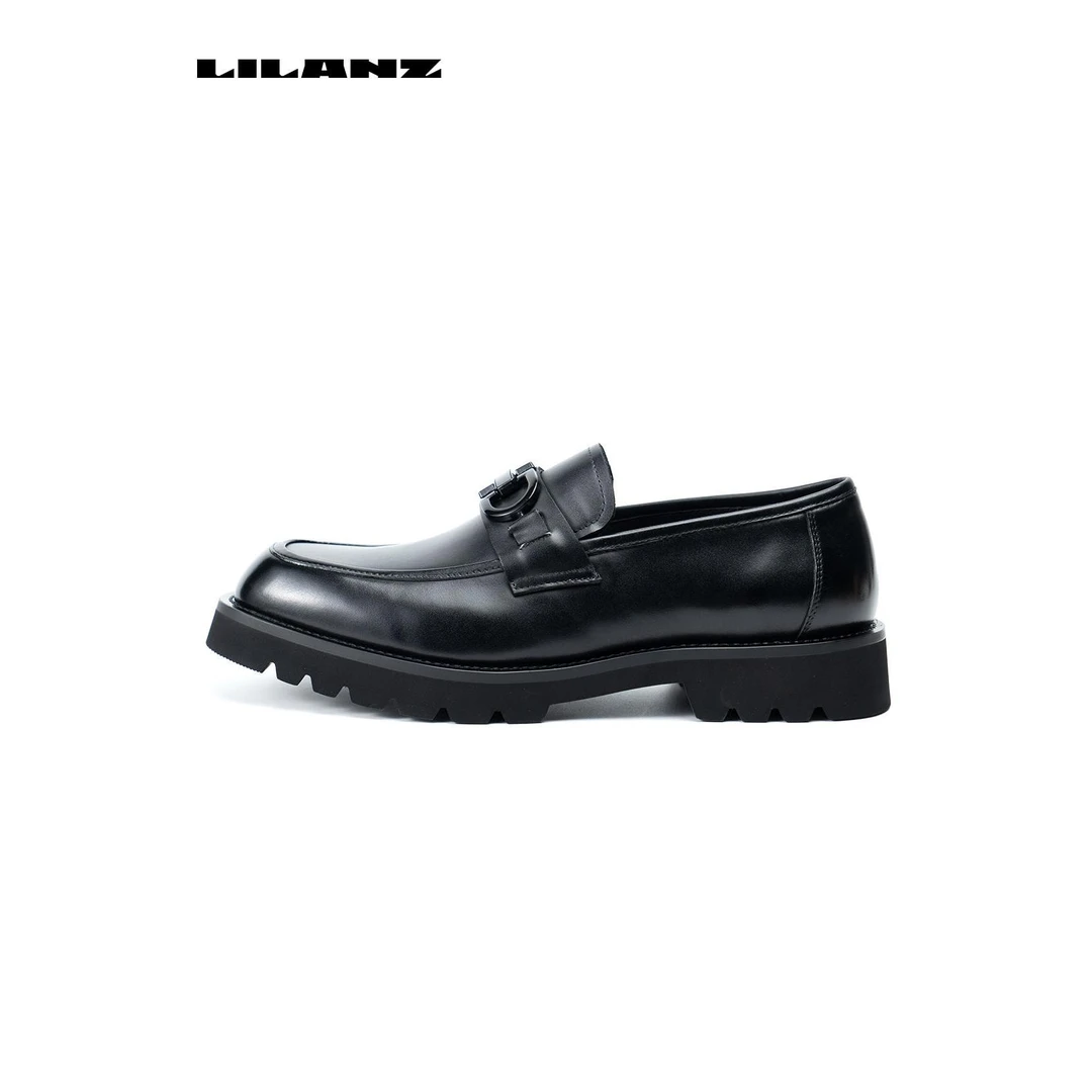 Lilanz/利郎男士黑色简约新款牛皮商务皮鞋正统鞋 (23DXL114)