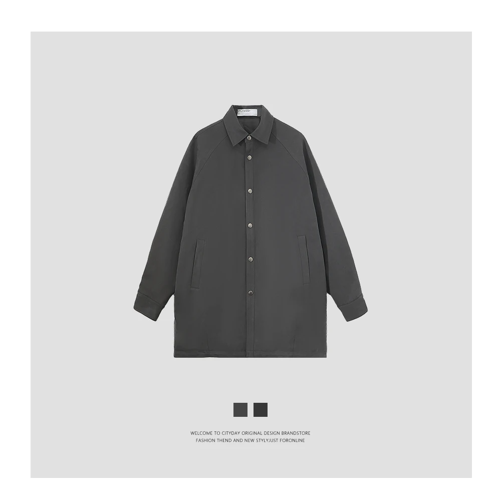 City Day 【潮灰私订】7756 轻奢廓形中长款棉服巴尔马肯大衣