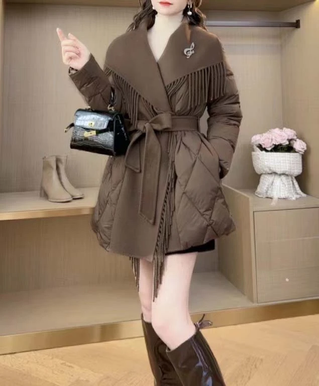 【茵姐推荐】小个子时尚气质秋冬轻奢流速百搭短款白鸭绒羽绒服2862