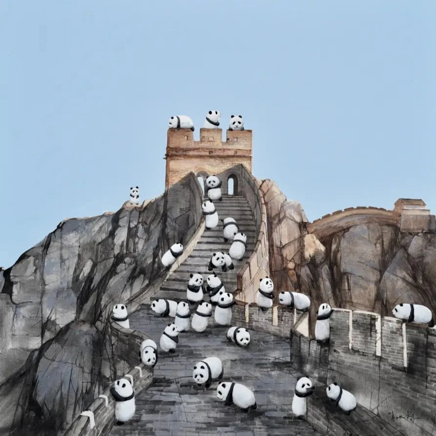 《长城》大湾区艺术家肖水辉 限量版画 50x50CM