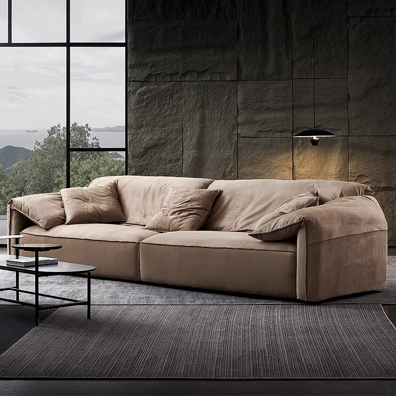 Baxter大象耳朵沙发意式极简磨砂布直排奶油风客厅小户型沙发