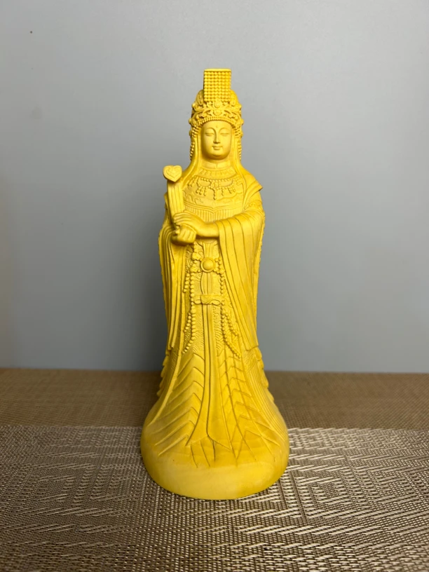 黄杨木雕妈祖湄洲岛海神娘娘雕刻工艺品高度20公分