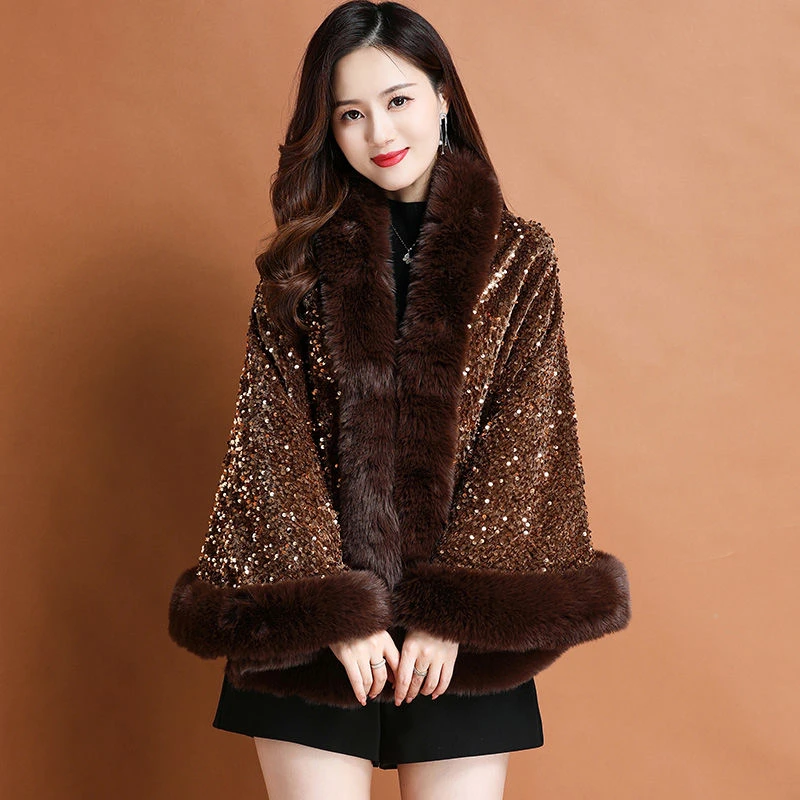 斗篷披肩外套女士秋冬季2024新款加厚外搭小个子中年妈妈高端披风