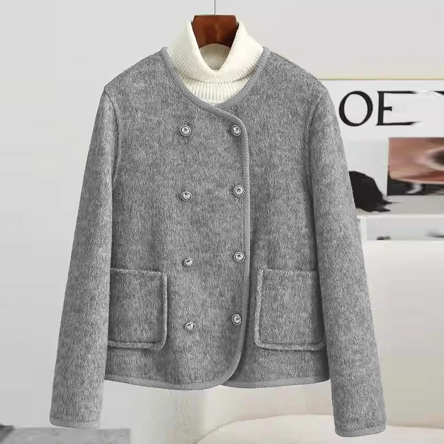 903#小香风毛呢外套女短款小个子秋冬2024新款高级感精致上衣