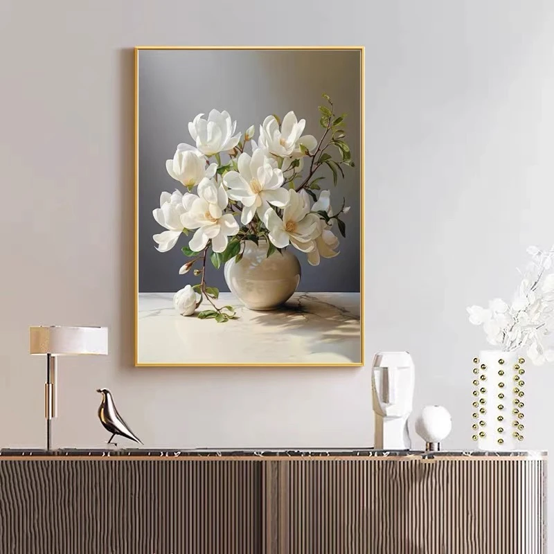 福利款-【栀子花开】50CM*70CM现代简约小清新晶瓷镶钻铝合金单幅画