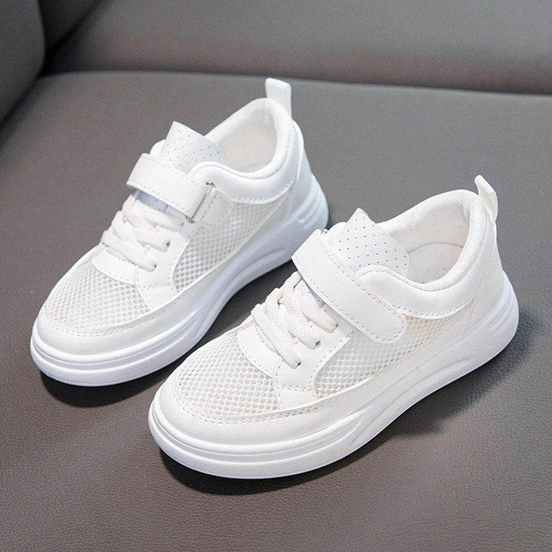 儿童小白鞋夏季单网透气男童运动鞋女童老爹鞋镂空3-6-12岁百搭夏
