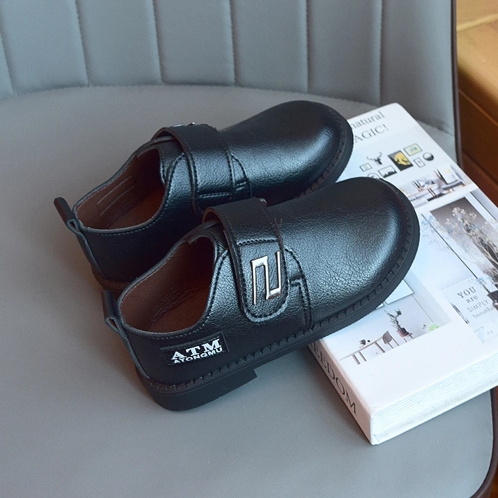 儿童皮鞋男童黑色春秋单鞋夏季透气镂空软底男孩表演演出2-6-10岁