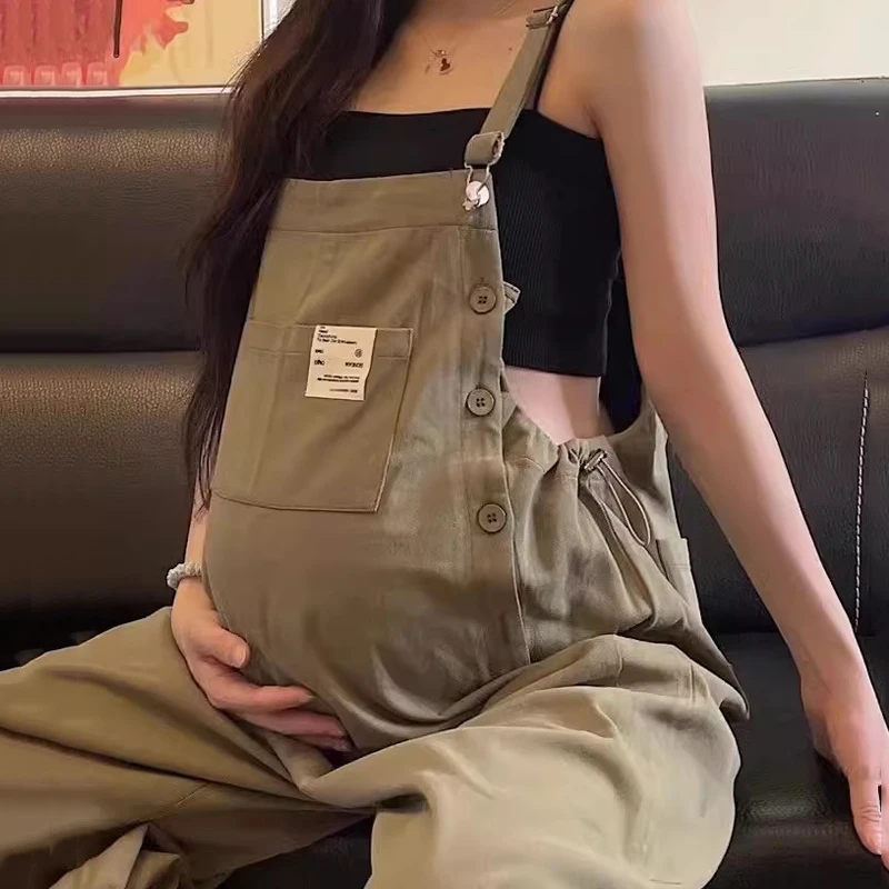 纯棉孕妇背带裤网红束脚裤宽松休闲连体裤辣妈百搭春秋装孕妇裤夏