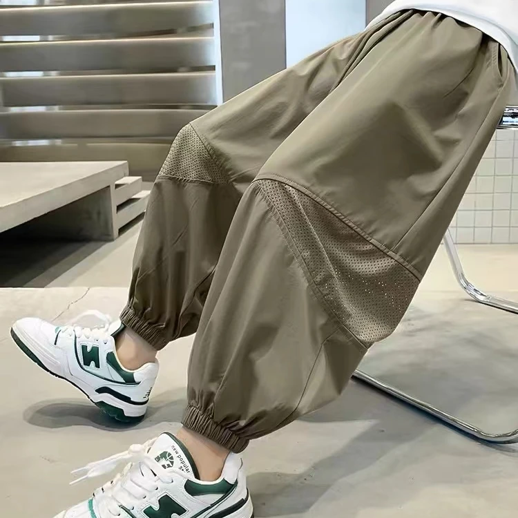 【超薄防蚊裤】男童女童2025夏款中大童薄款速干九分裤透气网