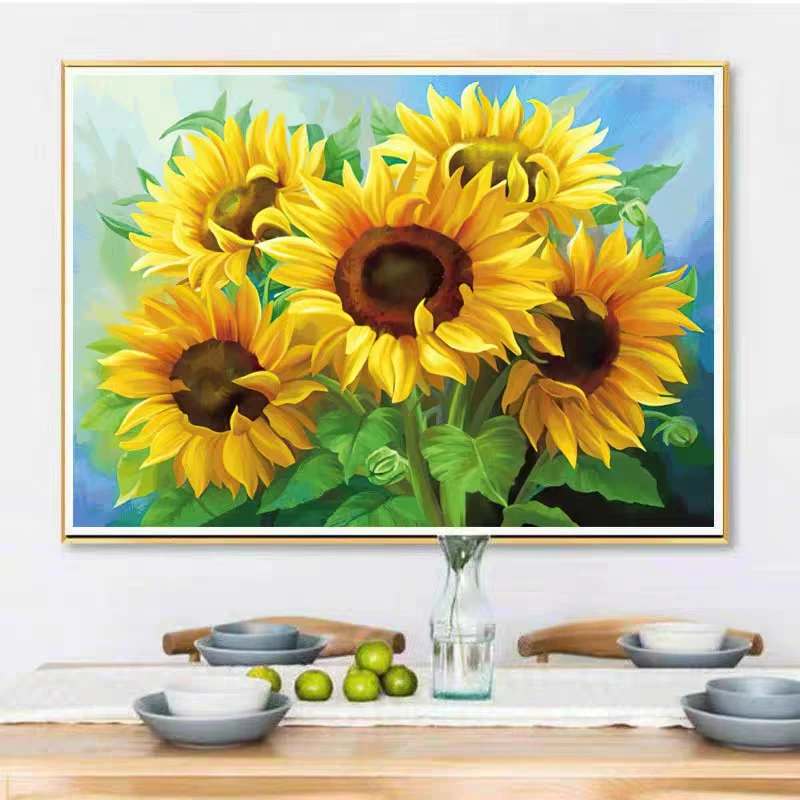 5d钻石画满钻向日葵2025年贴钻十字绣客厅花卉餐厅挂画简单钻石绣