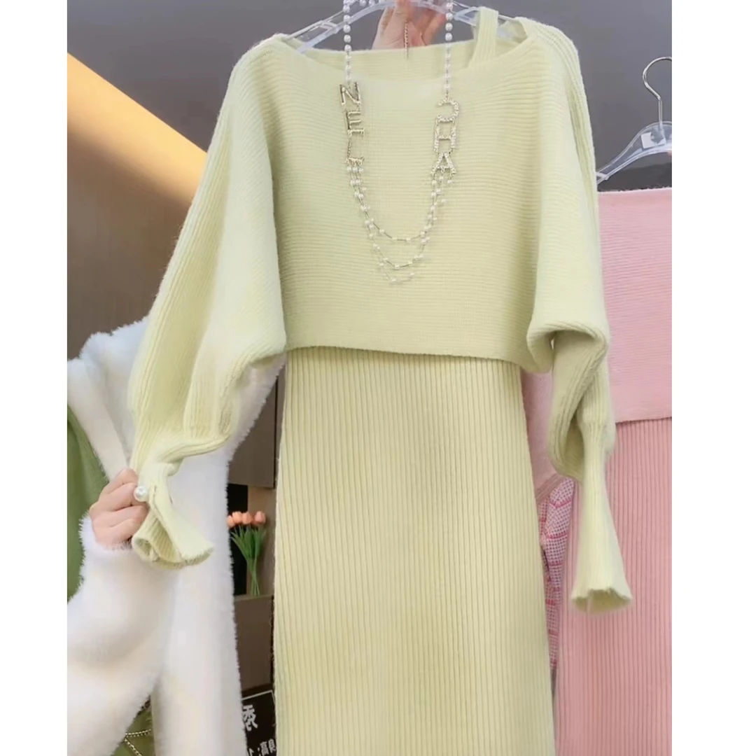 【秀宝女装】现设计款叠穿毛衣+针织吊带裙XB7808