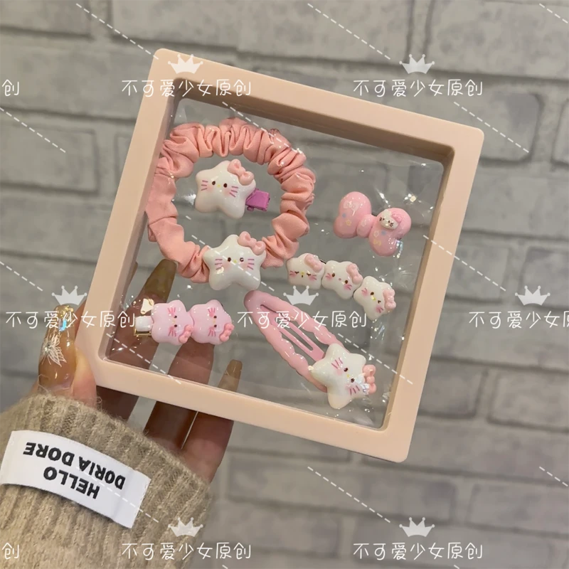 新款甜美星星ktiiy猫发夹发绳6件套少女心礼盒送女友闺蜜礼物头饰