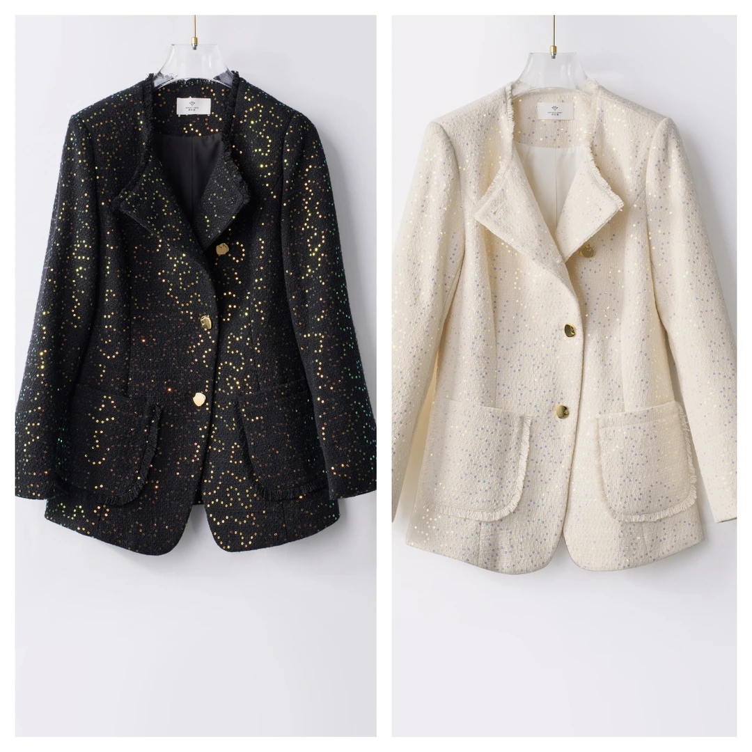 【邂逅巴黎】2024春装新款气质时尚百搭亮片小香风外套TZ9029A