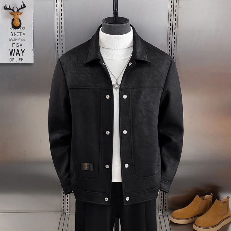 男士外套冬季加厚款2024新款翻领高级衣服男韩版痞帅潮牌夹克上衣