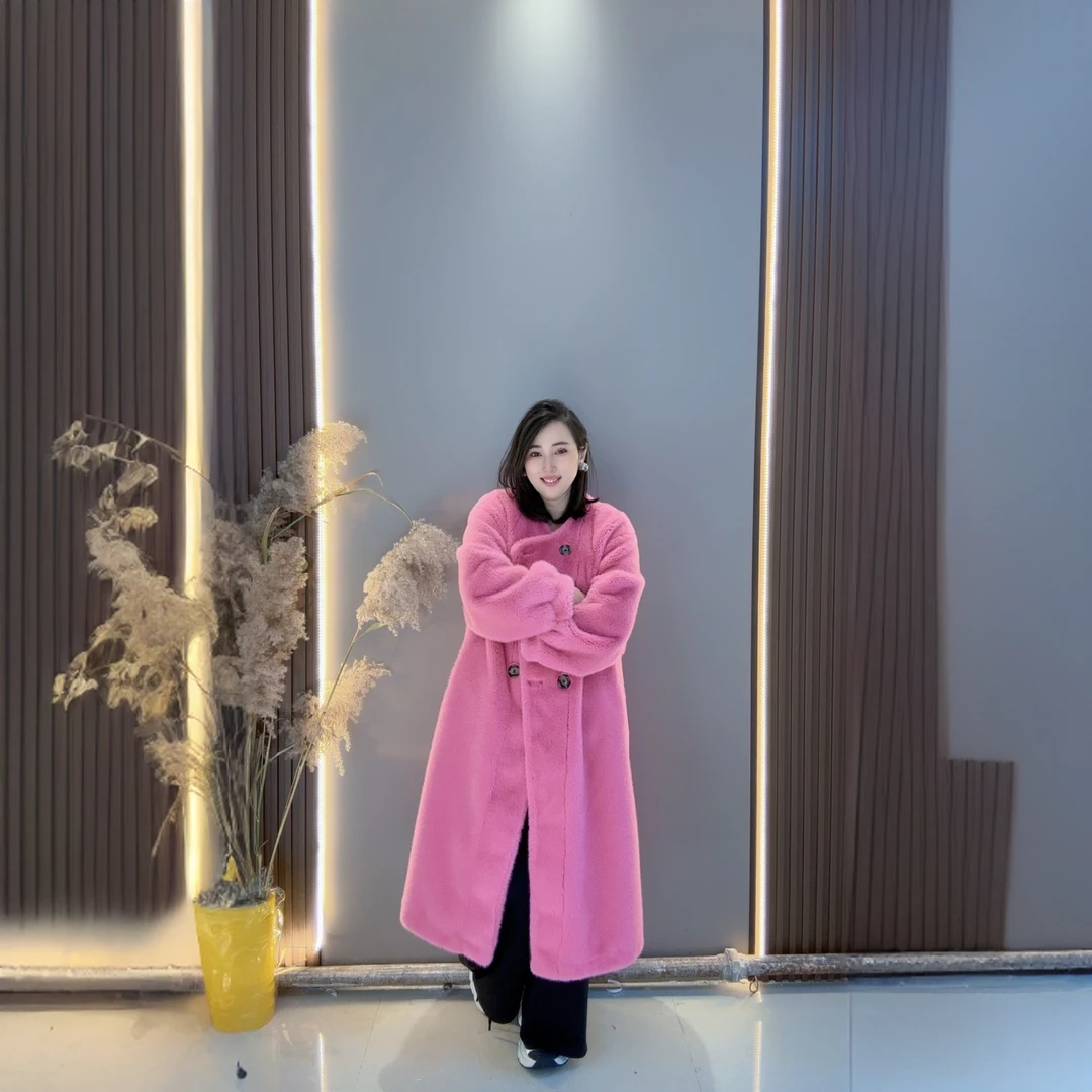 欧美风2024新款冬季韩版设计感高级时尚百搭遮肚减龄保暖毛呢外套