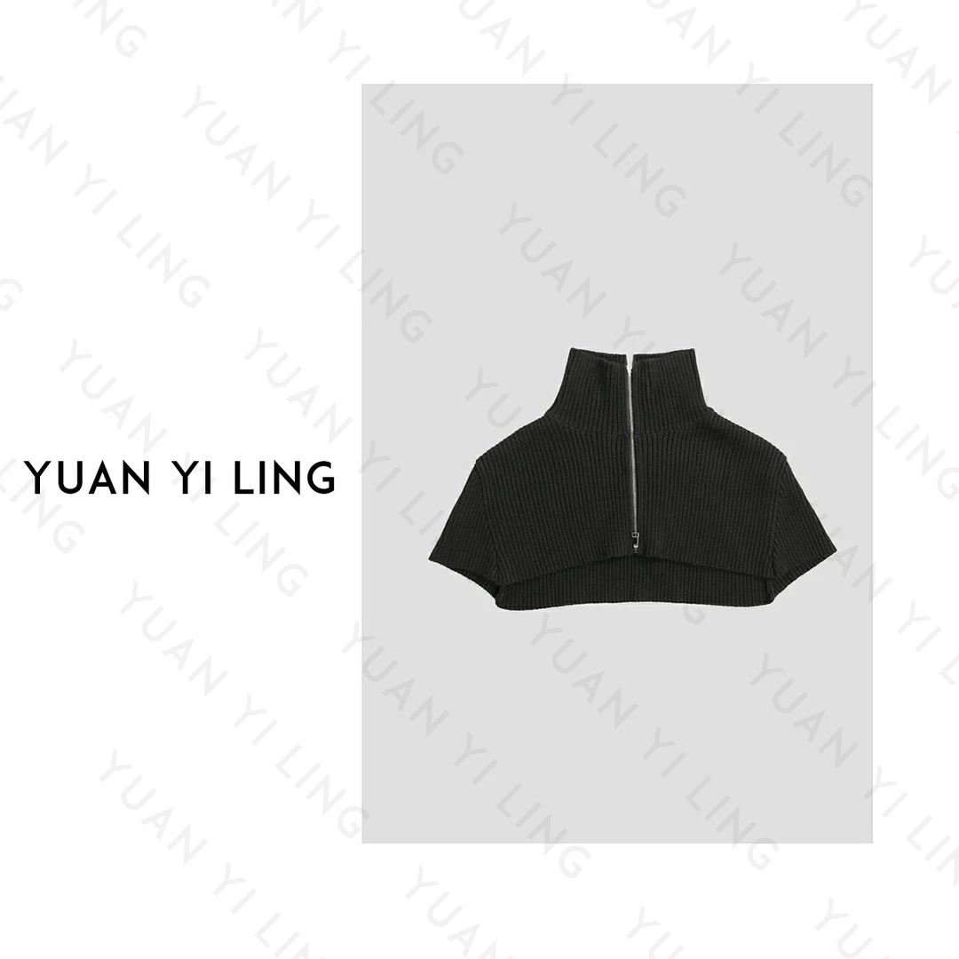YUAN YI LING【独立设计师】时尚百搭单品纯色 针织拉链披肩设计23