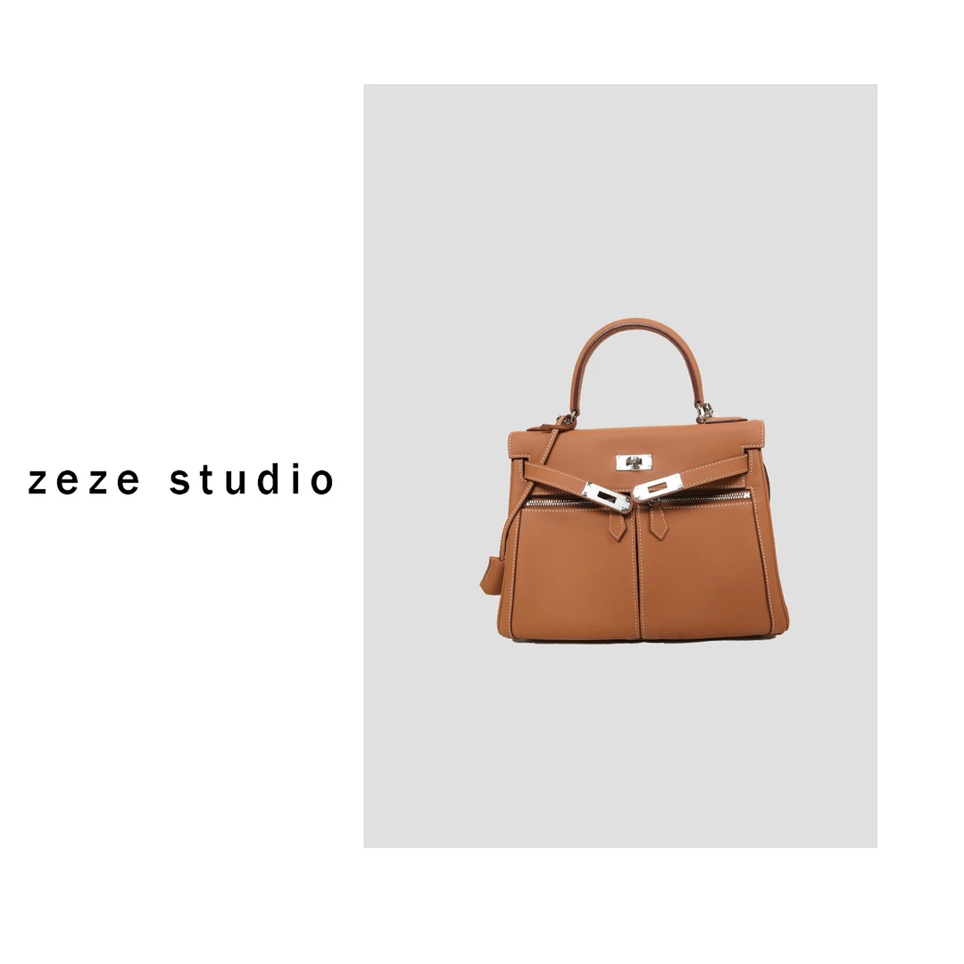 zezestudio【赫本街头】时尚休闲风手提包真皮通勤单肩女士复古轻奢