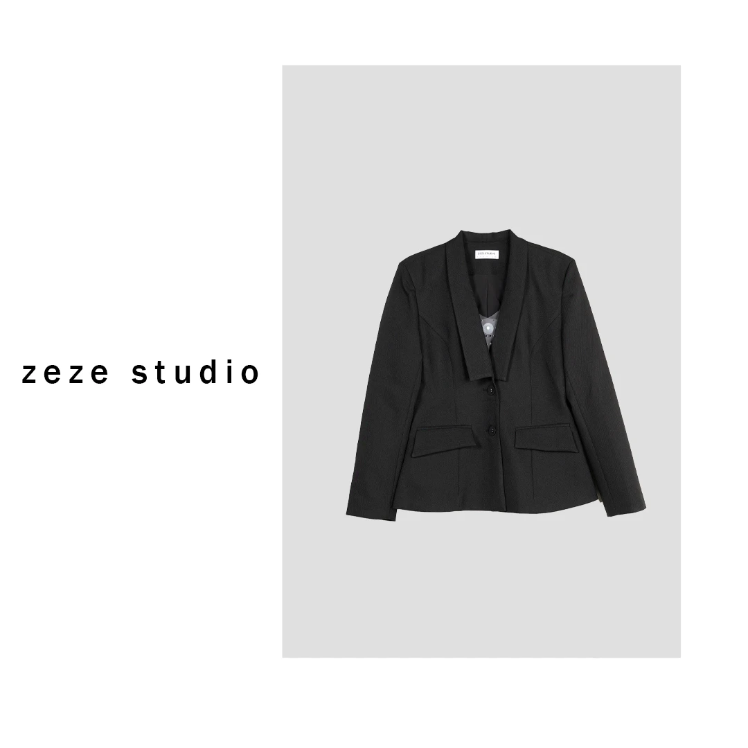 zezestudio【复古日记】气质长袖设计感时尚休闲女士黑春秋设计21