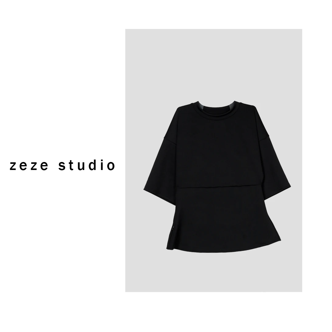 zezestudio【独立设计师】休闲短袖时尚百搭气质风女士圆领套装春款
