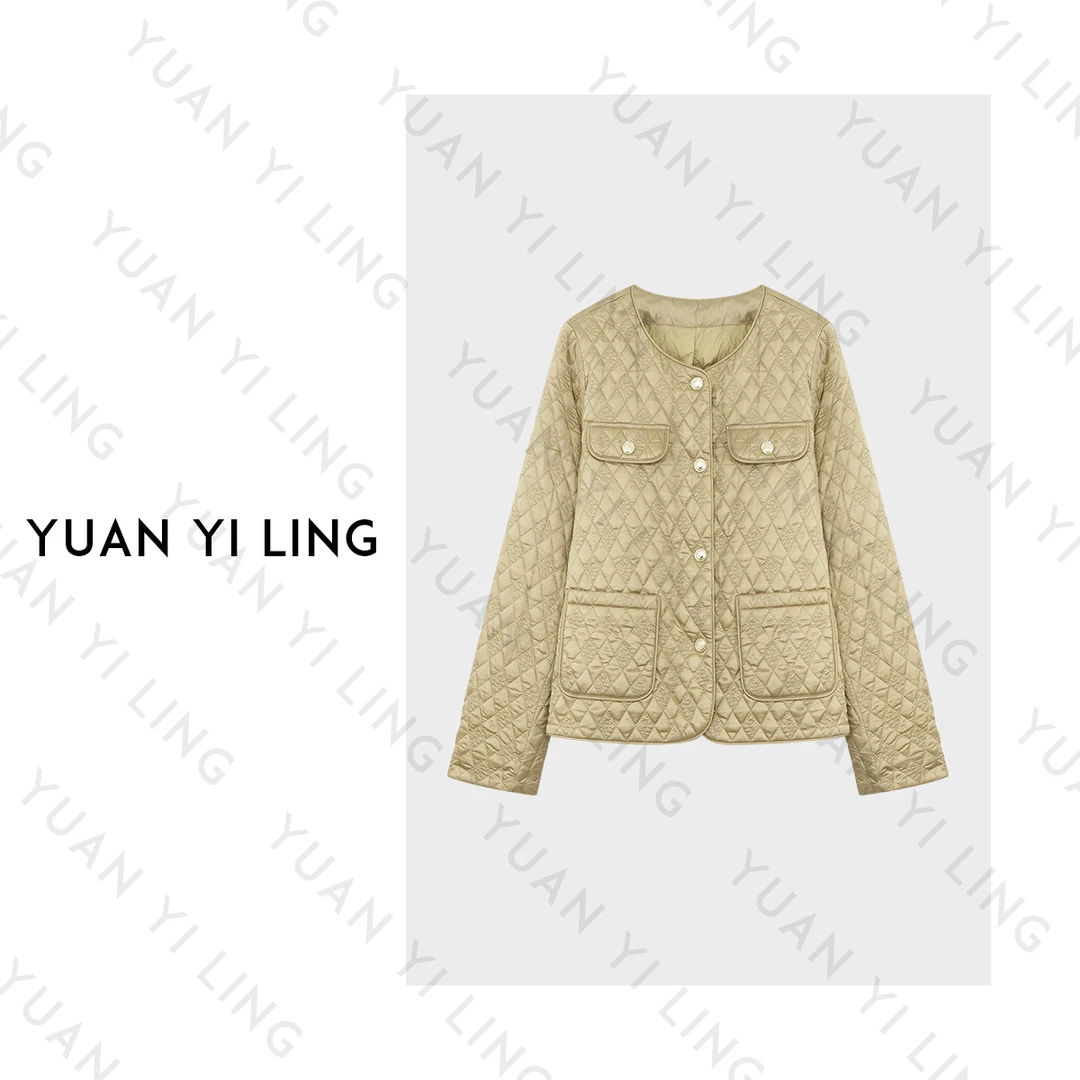 YUAN YI LING【中古软包】24秋冬高品质鹅绒小香风轻奢菱格优雅棉服
