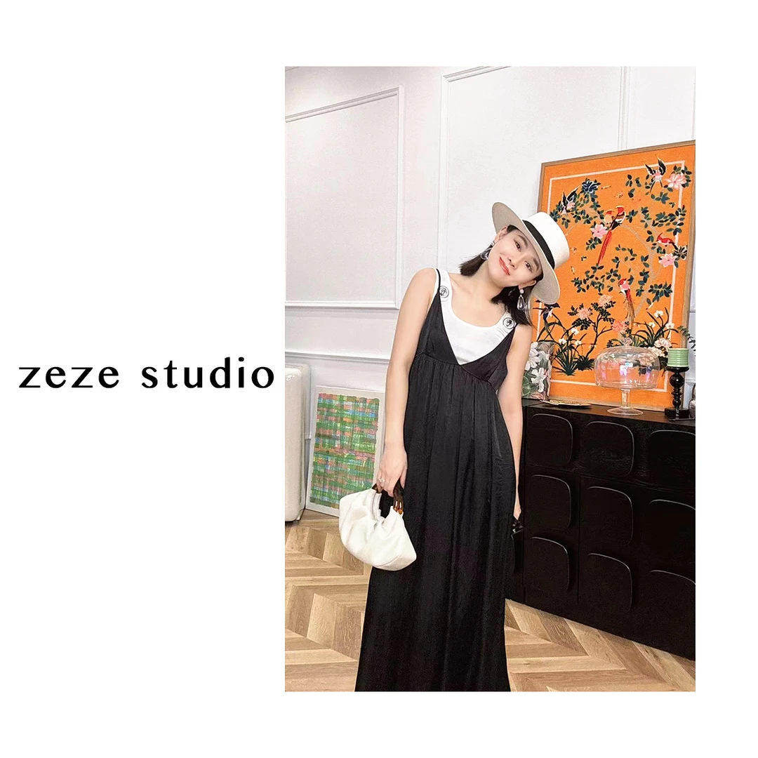 zezestudio【独立设计师】醋酸时尚性感随性自由休闲吊带连衣裙夏季