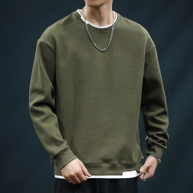 2024秋季大码圆领卫衣长袖宽松休闲百搭色块印花时尚潮流