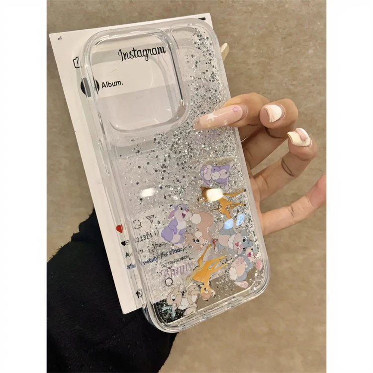 可爱桑普兔小鹿斑比适用ihone15promax苹果14pro手机壳13流沙壳12