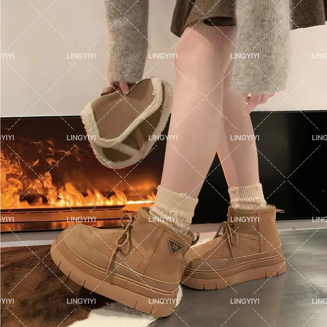 玲一一【小福袋】~2024款秋季休闲时尚百搭套筒厚底雪地靴（4公分）