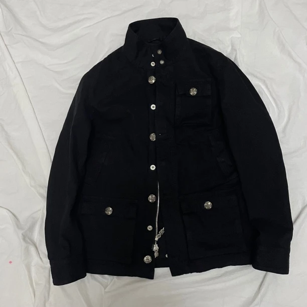 【全新未使用】克罗心ChromeHearts 黑色银扣M65工装拉链夹克外套