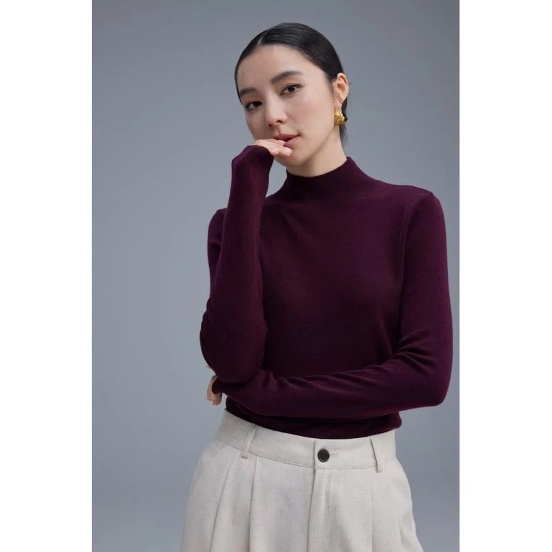 WANTHAT/凡黛卡气质半高领毛衣洋气修身显瘦针织衫66603