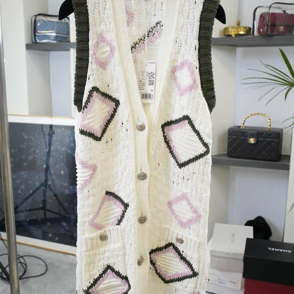 95新 Chanel/香奈儿 CHANEL 几何马甲背心长款编织外套FR34