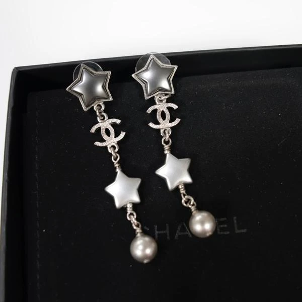Chanel 灰黑色星星流苏耳钉