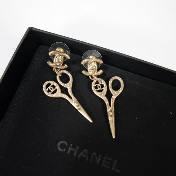 Chanel 闪钻剪刀吊坠耳钉