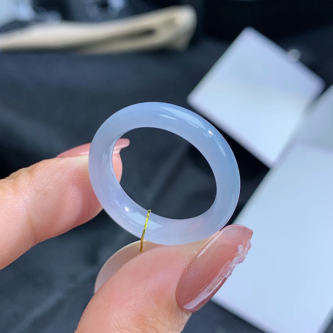 19号圈天然缅甸翡翠A货紫罗兰翡翠戒指18.7-5.2-3.5mm