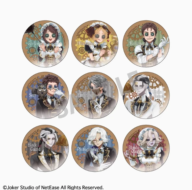 第五人格蒸汽朋克茶话会吧唧色纸透卡约瑟夫园丁佣兵盲盒