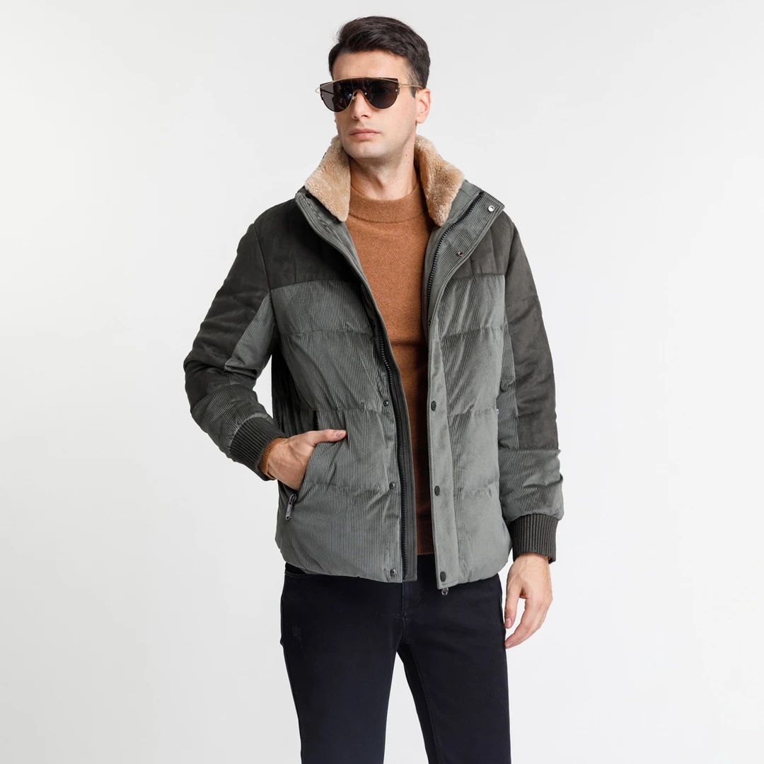 路卡迪龙专柜同款秋冬款羊毛领男士厚羽绒服154218203-65