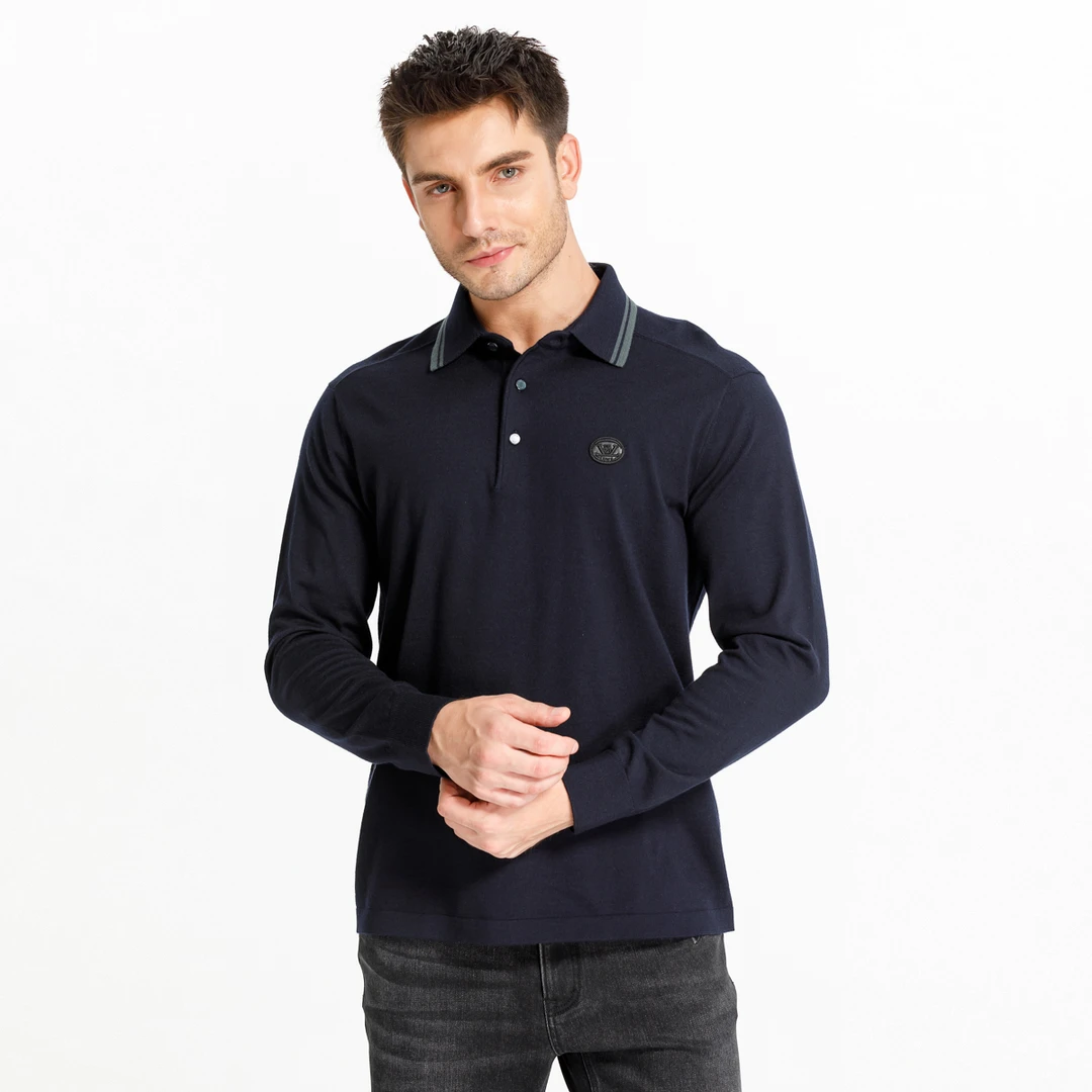 路卡迪龙24年新款男士保暖亲肤翻领薄款羊毛打底衫186247207