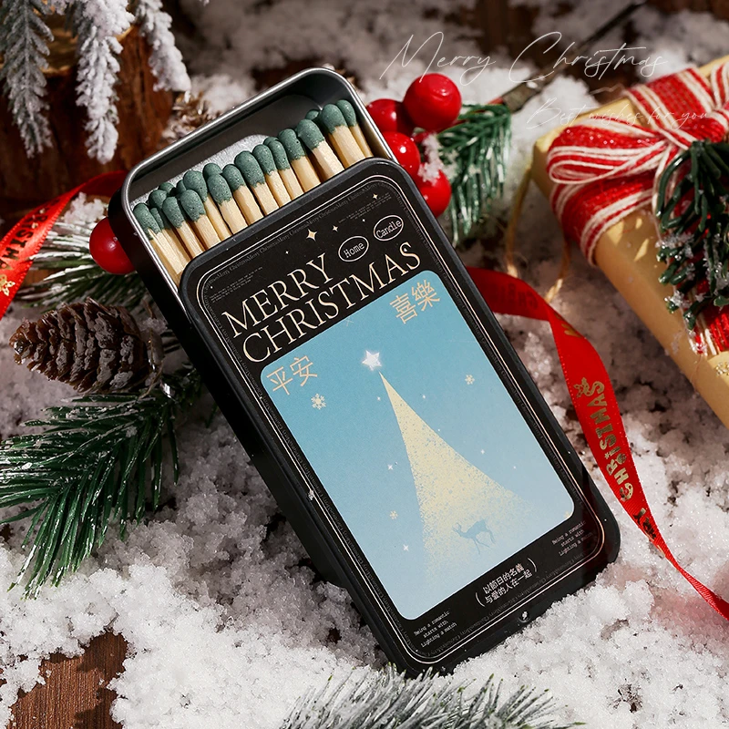 圣诞加长火柴50根铁盒装香薰蜡烛专用点火精致质感生日节日伴手礼