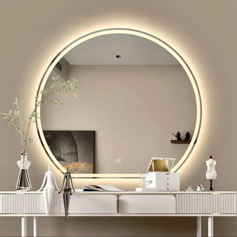 半圆浴室智能镜异形梳妆台卧室壁挂化妆镜子卫生间led发光带灯镜