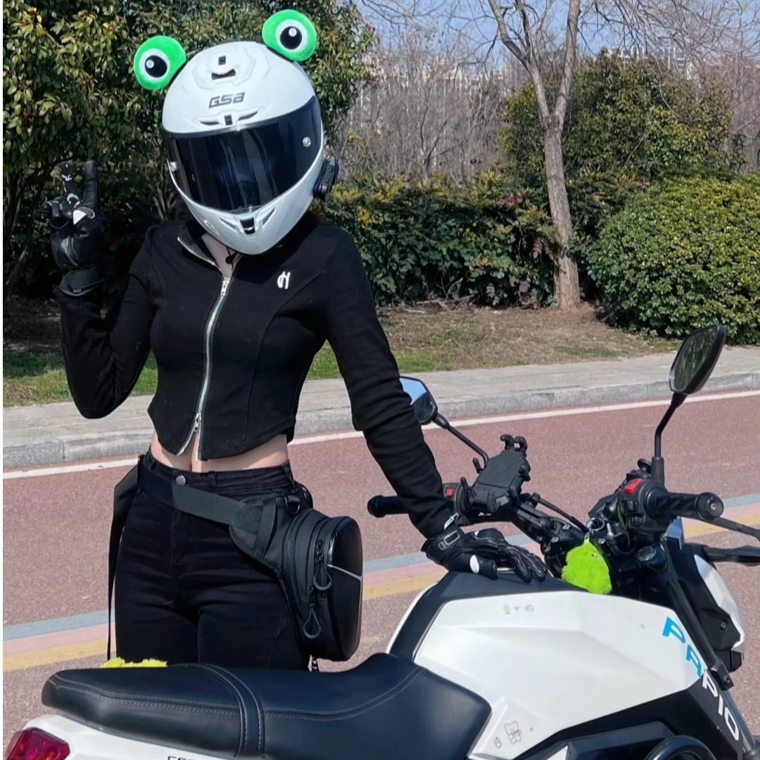 机车头盔装饰女骑青蛙眼摩托车装备电动车猫耳小配件个性创意配饰